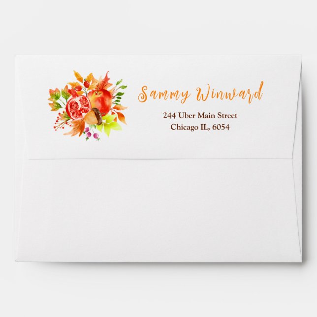Autumn Fall Harvest Bridal Shower Envelope (Back (Top Flap))