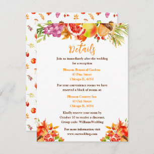 Autumn Fall Harvest Wedding Details Enclosure Card