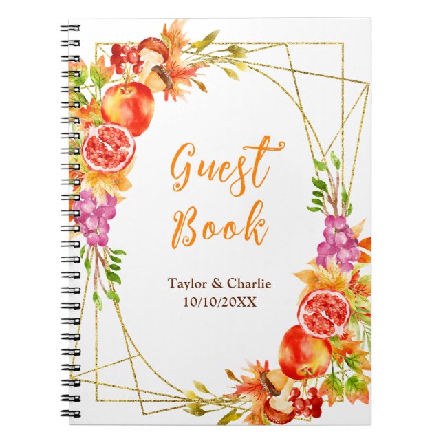 Autumn Fall Harvest Wedding Guest Book (Front)