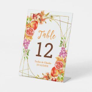Autumn Fall Harvest Wedding Table Number Pedestal Sign