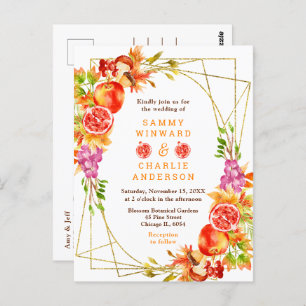 Autumn Fall Harvest with Foliage Wedding Postcard