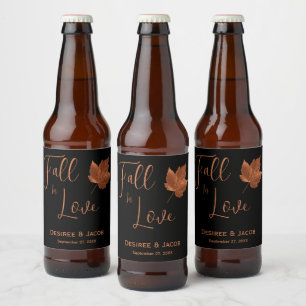 Autumn Fall In Love Copper Brown Black Rustic Wine Beer Bottle Label