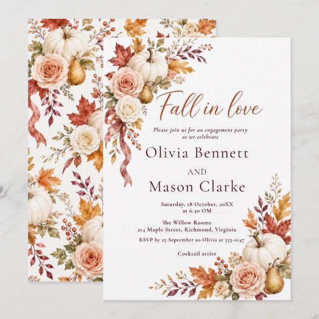 Autumn Fall in Love Engagement Party Invitation (Front/Back)