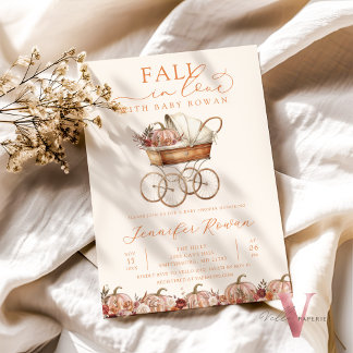 Autumn Fall in Love Pumpkin Baby Shower Invitation
