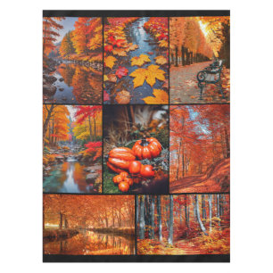 Autumn Fall Landscape Photo Collage Art Tablecloth