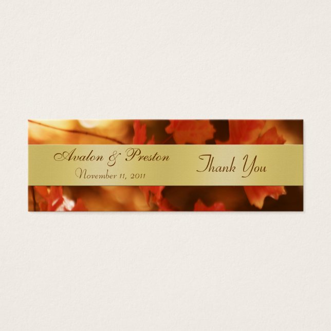 Autumn Fall Leaf Gold Wedding Favour Tag (Front)