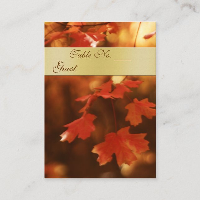 Autumn Fall Leaf Wedding Table Setting PlaceCard (Front)