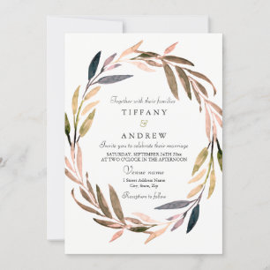 Autumn Fall Leaf Wreath Wedding Invite
