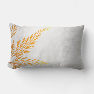 Autumn Fall Leave Golden Fern Felice Silver Lumbar Cushion