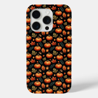 Autumn Fall Leaves And Pumpkin Seamless Pattern iPhone 15 Pro Case