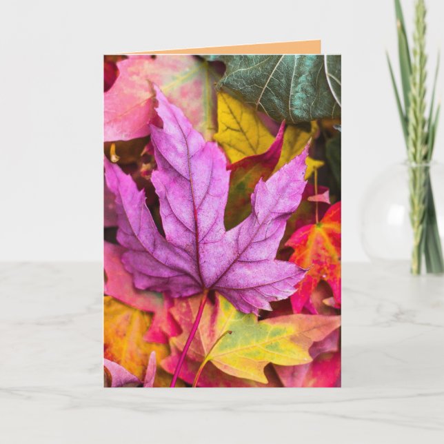 AUTUMN FALL LEAVES BIRTHDAY GREETING CARD (Front)