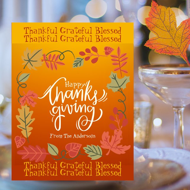 Autumn Fall Leaves Cute Modern Happy Thanksgiving Postcard (Creator Uploaded)