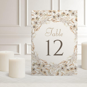 Autumn Fall Leaves Elegant Wedding Table Number