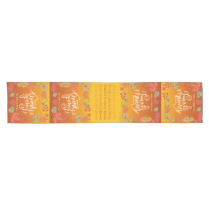 Autumn Fall Leaves Family Name Happy Thanksgiving Short Table Runner