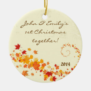 Autumn Fall Leaves Flor Personalised Name Ornament