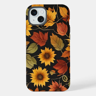 Autumn fall leaves flowers floral burnt orange iPhone 15 plus case