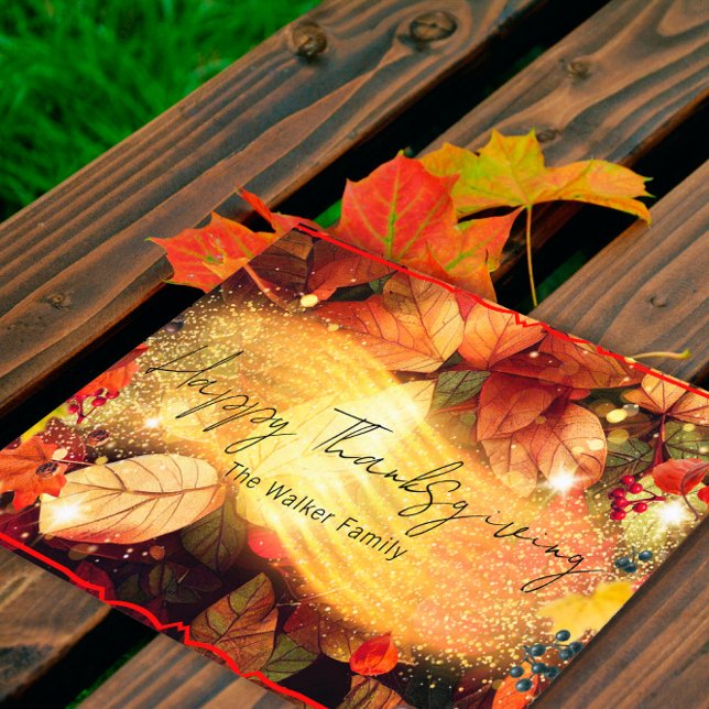 Autumn Fall Leaves Happy Thanksgiving Holiday Postcard (Creator Uploaded)