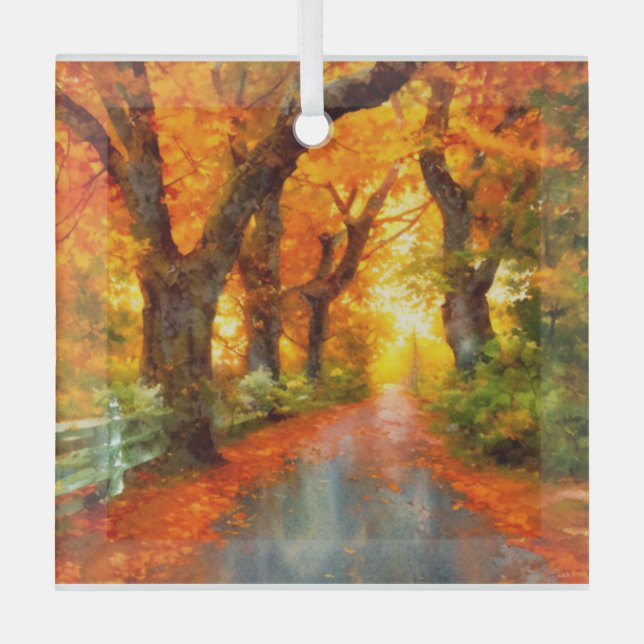 Autumn/Fall/Leaves/nature  Glass Tree Decoration (Front)