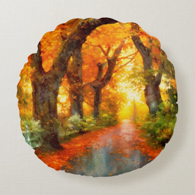 Autumn/Fall/Leaves/nature  Round Cushion (Front)
