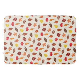 Autumn Fall Leaves on a Cream Background Bath Mat
