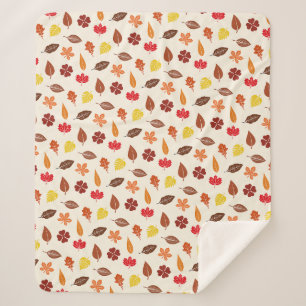 Autumn Fall Leaves on a Cream Background Sherpa Blanket