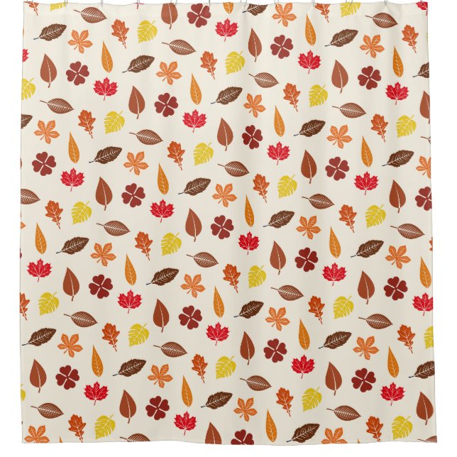 Autumn Fall Leaves on a Cream Background Shower Curtain (Front)