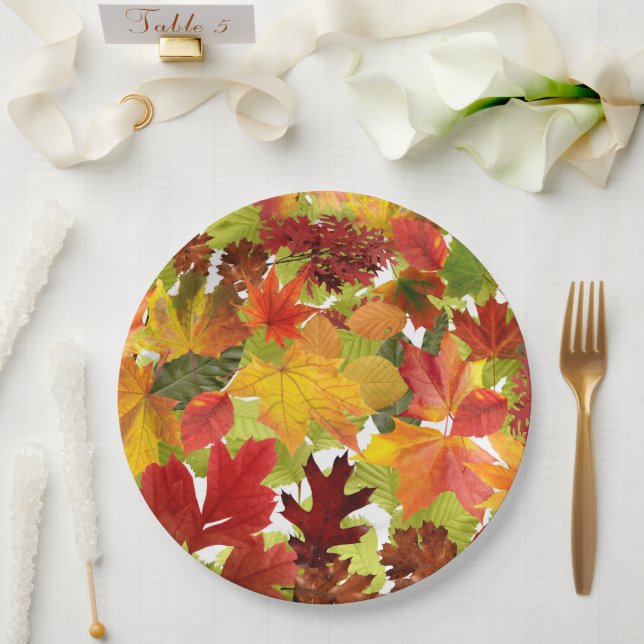 Autumn Fall Leaves Paper Plate (Wedding)