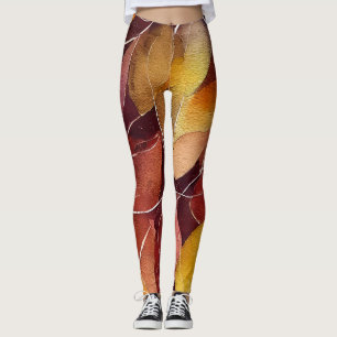 Autumn Fall Leaves Pattern   Leggings
