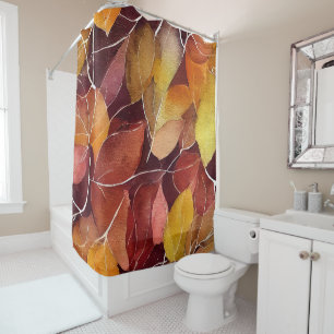 Autumn Fall Leaves Pattern Shower Curtain