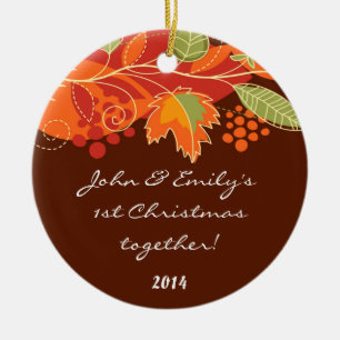 Autumn Fall Leaves Personalised Name Ornament