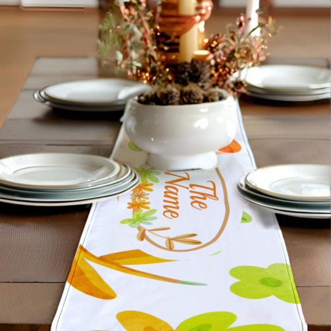 Autumn Fall Leaves Pumpkin Thanksgiving Party Short Table Runner (Creator Uploaded)