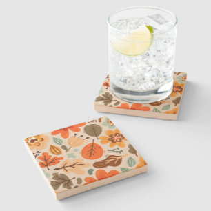 Autumn Fall Leaves Stone Coaster