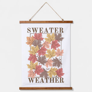 Autumn Fall Leaves Sweater Weather  Hanging Tapestry