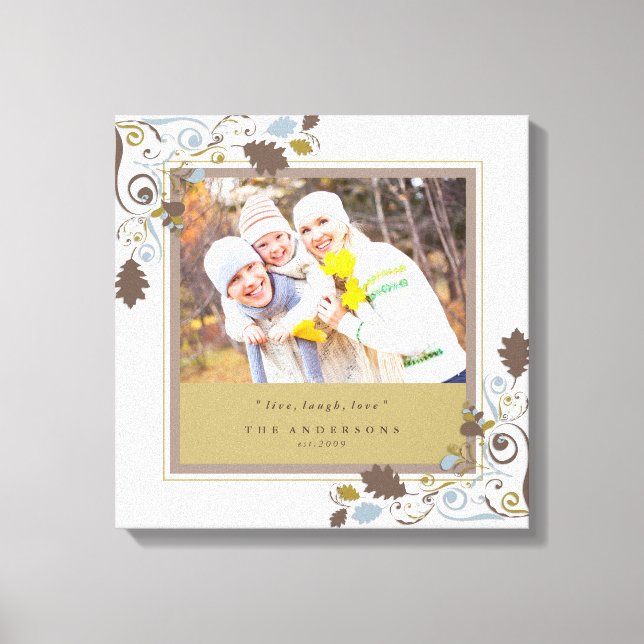 Autumn Fall Leaves Swirls Family Photo Canvas Art (Front)