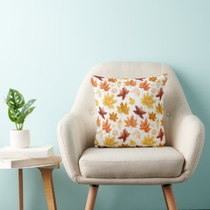 Autumn Fall Leaves Terracotta Brown Boho Pattern  Cushion