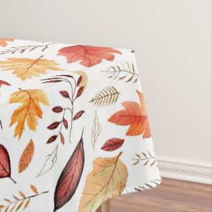 Autumn Fall Leaves Terracotta Brown Boho Pattern Tablecloth