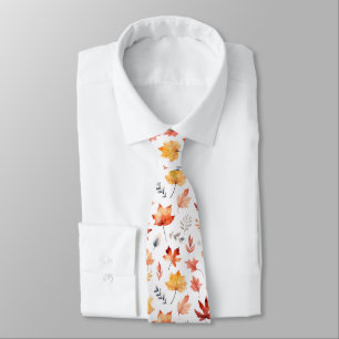Autumn Fall Leaves Terracotta Brown Boho Pattern  Tie
