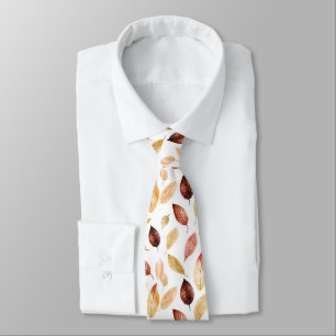 Autumn Fall Leaves Terracotta Brown Boho Pattern  Tie
