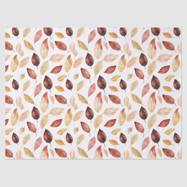 Autumn Fall Leaves Terracotta Brown Boho Pattern  Tissue Paper (Front)