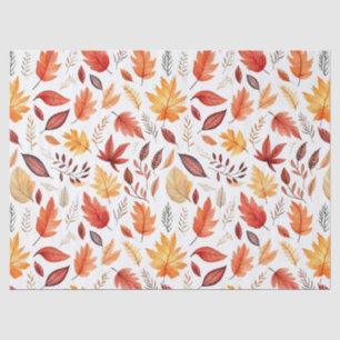 Autumn Fall Leaves Terracotta Brown Boho Pattern Tissue Paper