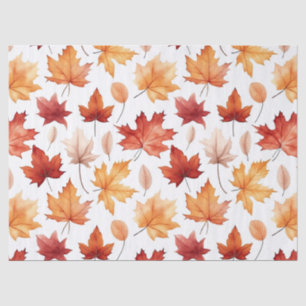 Autumn Fall Leaves Terracotta Brown Boho Pattern Tissue Paper