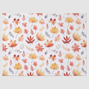 Autumn Fall Leaves Terracotta Brown Boho Pattern  Tissue Paper