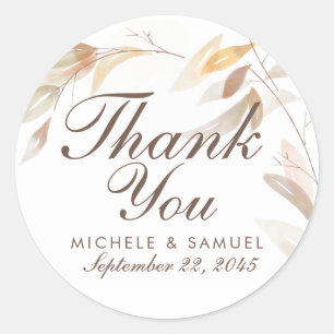 Autumn Fall Leaves Thank You Favour Stickers