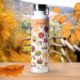 Autumn Fall Leaves Thankgiving Harvest Pattern Water Bottle