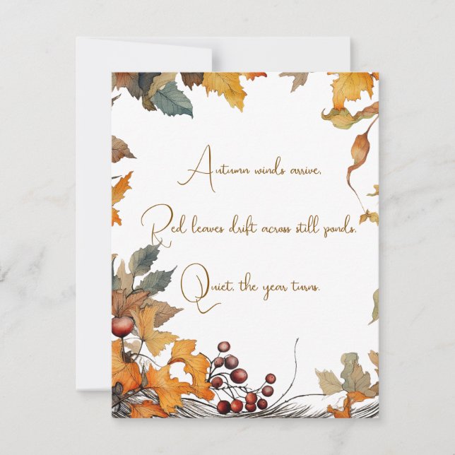 Autumn Fall Leaves Typography Greeting Card (Front)