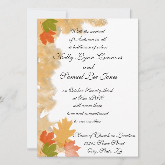 Autumn Fall Leaves Wedding Invitation (Front)