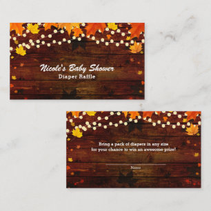 Autumn Fall Leaves & Wood Diaper Raffle Cards