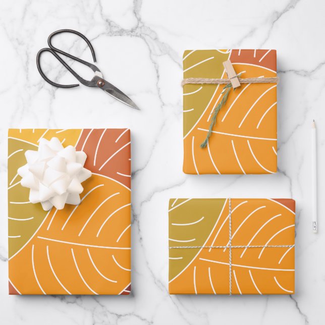Autumn Fall Leaves Wrapping Paper Sheet (Front)