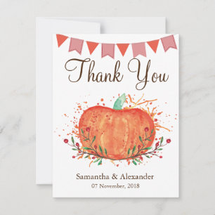 Autumn Fall Little Pumpkin Thank You Card