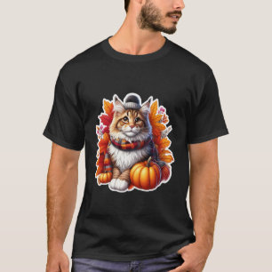 Autumn Fall Main Coon Cat Owner Thanksgiving Mum D T-Shirt